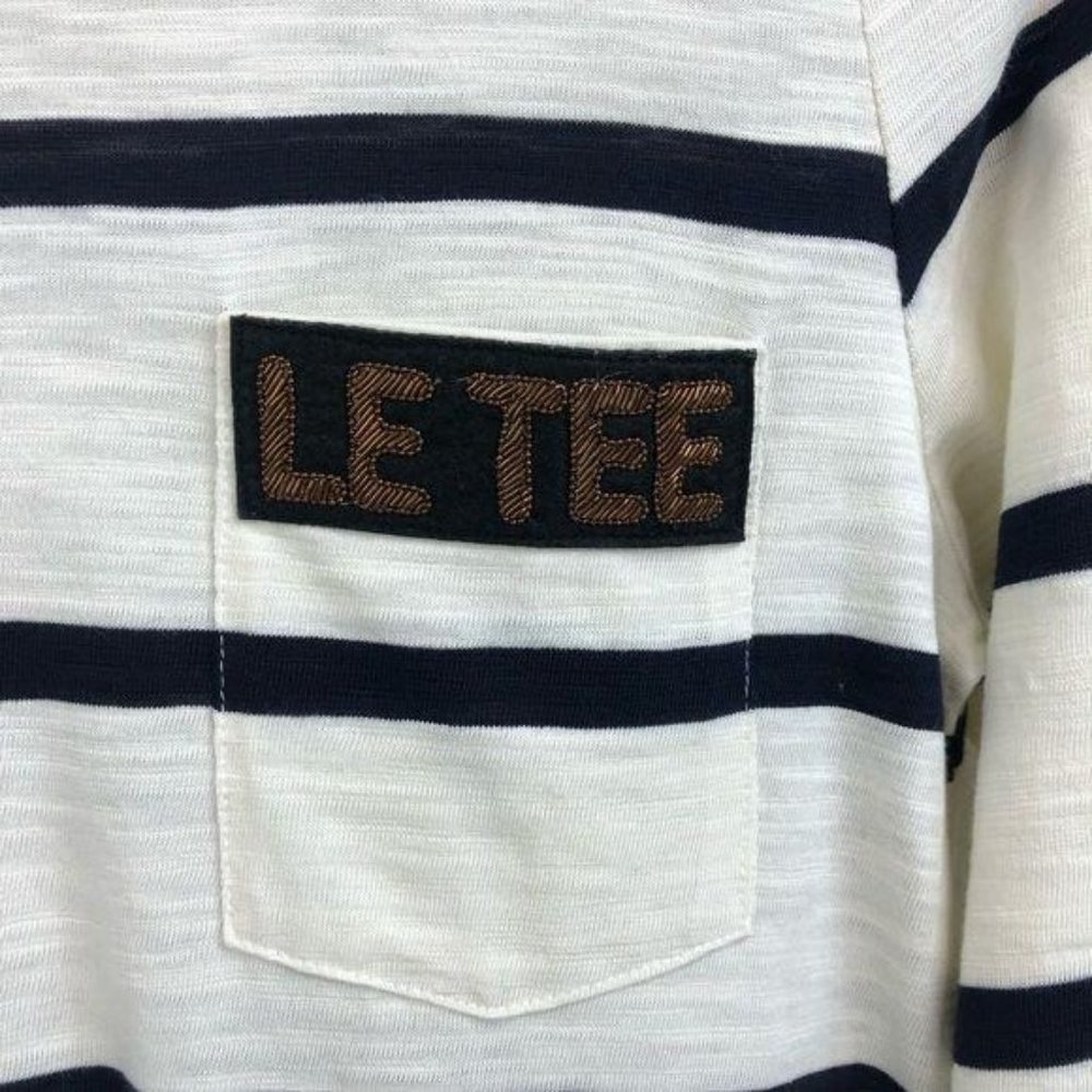 Banana Republic Le Tee Beaded Pocket Striped Tee S - Picture 2 of 8